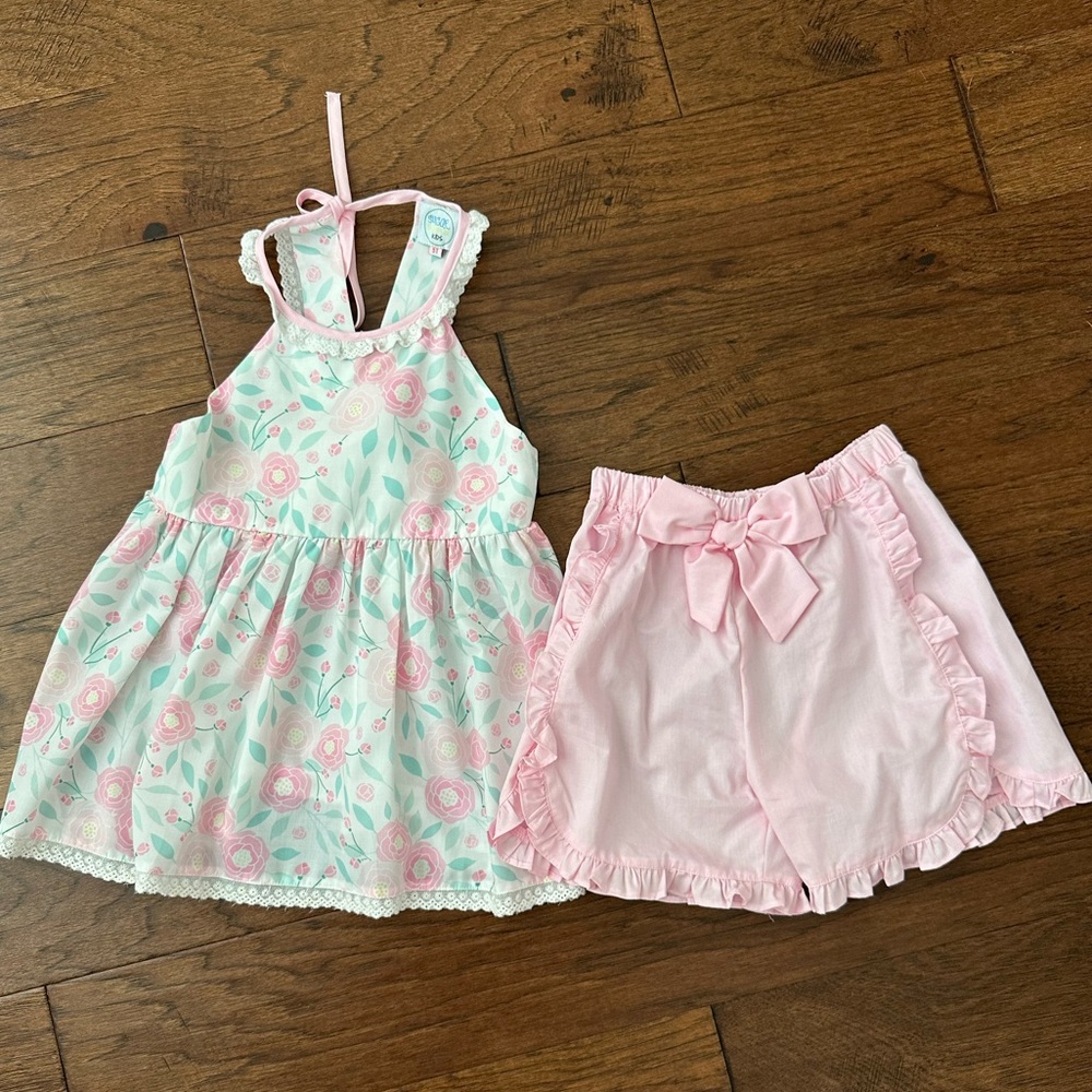 Sugar Dumplin’ Lace Floral Swing Top & Shorts sz 5